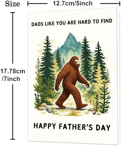 IDU Fathers Day Card, Funny Fathers Day Card Gifts Decorations for Dad from Daughter Son, Happy Father's Day Cards Gifts Ideas with Envelope, Unique Outdoor Bigfoot Theme Cards for Dad - View 5