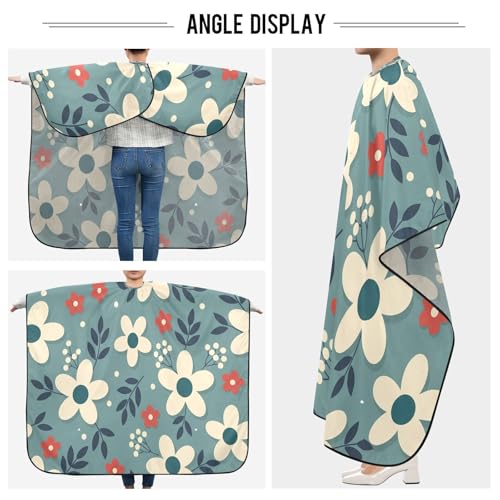 Capa profesional impermeable para corte de cabello floral crema y roja miniatura 5