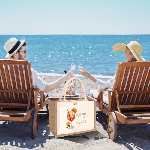 Aperol Geschenk Tasche, Jutetasche Einkaufstasche Geschenkidee Geschenkset Geschenketasche Cotton Pocket Jute Shopper Gift Bag für Frauen Kollegin