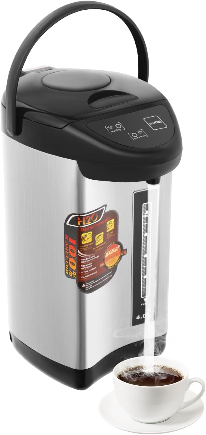 Electric Water Boiler 4L/4.2Qt with Filter Mesh, Stainless Steel Fast Heating Water Kettle for Home, Office, and Kitchen Use, 3 Dispensing Modes, Automatic Heat Preservation Function