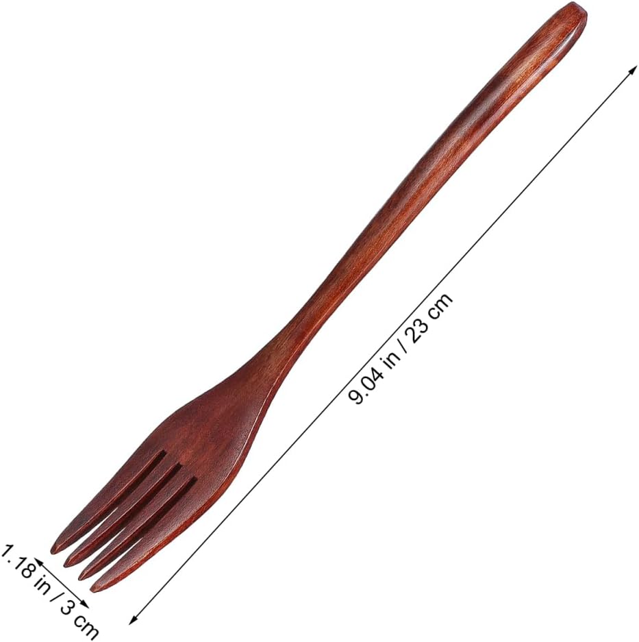 2pcs Long Handle Wooden Forks, Wood Cooking Forks Japanese Style Kitchen Dinner Wood Cutlery for Home Restaurant Use