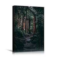 Canvas Wall Art Green Forest Dramatic Forest Landscape Living Room Multicolor Photography Rustic - 12x18 inches