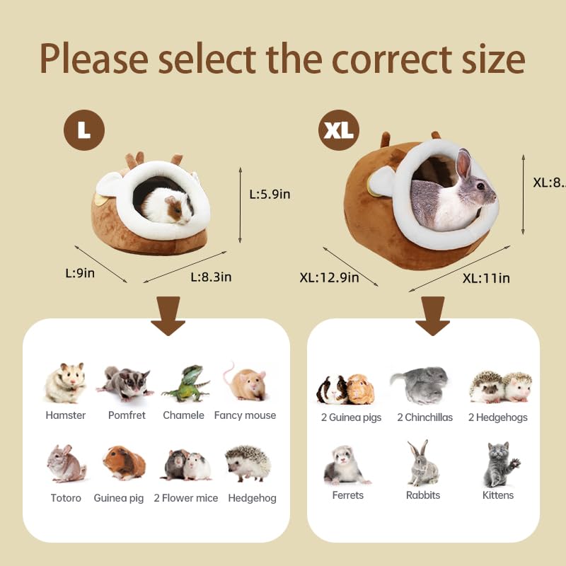 Image of EAEDMY Guinea Pig Bed House & Hideout for Rat Bearded Dragon Hedgehog Ferret to Sleep and Hide, Guinea Pig Cage Accessories Habitat Decor (X-Large, 1.Sika Deer)