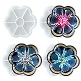 Midnadiy Juego de 4 moldes de resina para posavasos de resina epoxi, yeso (Flower)