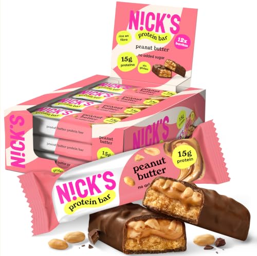 Nicks Barritas De Proteínas Crema De Cacahuete, Baja En Carbohidratos, 15g De Proteínas, 214 Calorías, Low Carb, Ceto Barras Proteicas, Sin Azúcar Añadido, Sin Gluten 12 Keto Protein Bars X 50g