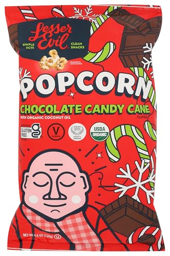 Lesserevil Organic Chocolate Candy Cane Popcorn, 4.6 Oz