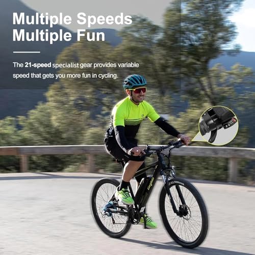 Eleglide Electric Bike, M1 Plus 27.5‘’/29'' E Mountain Bike, Electric Bicycle for Adults, Commute E-bike with 12.5Ah Removable Battery, LCD Display, Dual Disk Brake, Specialist 21 Speed (Inches, 27.5) - Image 4