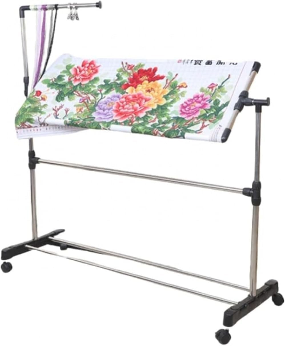 GEBYUI ステンレススチール製の厚手のクロスステッチフレーム、大型の調節可能な刺繍フレーム、垂直の刺繍フレーム、調整可能な刺繍ス