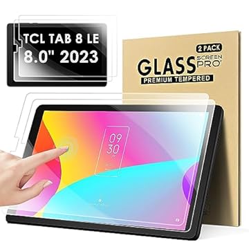 DETUOSI 【Pacote com 2 protetores de tela para tablet TCL Tab 8 LE/TCL Tab 8V/TCL Tab 8 WiFi/TCL TAB 8 Plus/TCL Tab 8 SE 20.3 cm, ultratransparente/sensível ao toque/sem bolhas/tela antiarranhões vidro