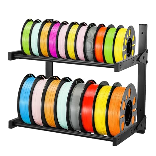 Image of VEVOR Wall Mount Printer Filament Storage Rack, 2-Tier Wall Bracket Storage Shelf, Rolling Filament Spool Holders Racks with Wheels, Filaments Organzied for 3D Printing Studio, Workshop (Shelf Only)