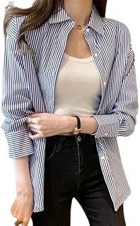 Women Striped Shirt,Oversized Cotton Shirt for Women,Long Sleeve Shirt 7.-picture-48