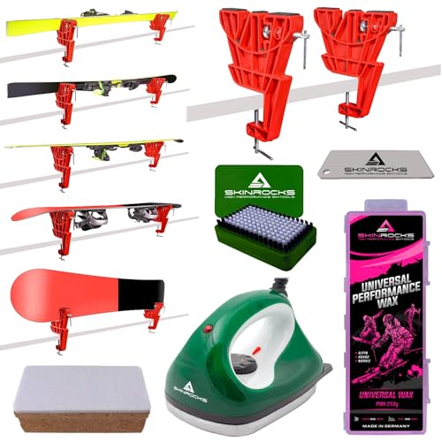 SkinRocks Skiwachs Set 6-teilig Skispanner Bügeleisen Wax Alpin Ski Vice Ultra