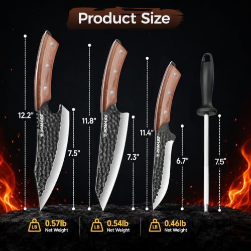 BOMASSFORGE Japanese Chef Knife Set, Hand Forged Butcher Knife Set Gift - 5