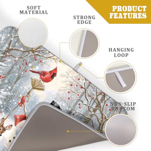 Winter Snowman Dish Drying Mat for Kitchen Counter Red Bird Berry Dishes Drainer Mats Holiday Microfiber Absorbent Dish Rack Pad 18x24 Inch by Giwawa - Image 4