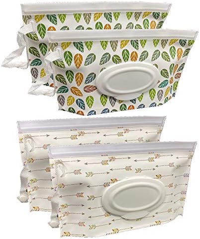 Joyous Journey Portable Wet Wipe Pouch Dispenser, Reusable Baby Diaper Wipe Holder, Refillable Personal Travel Clutch Dispenser Holder | Keeps Wet Wipes Moist (Type 3)