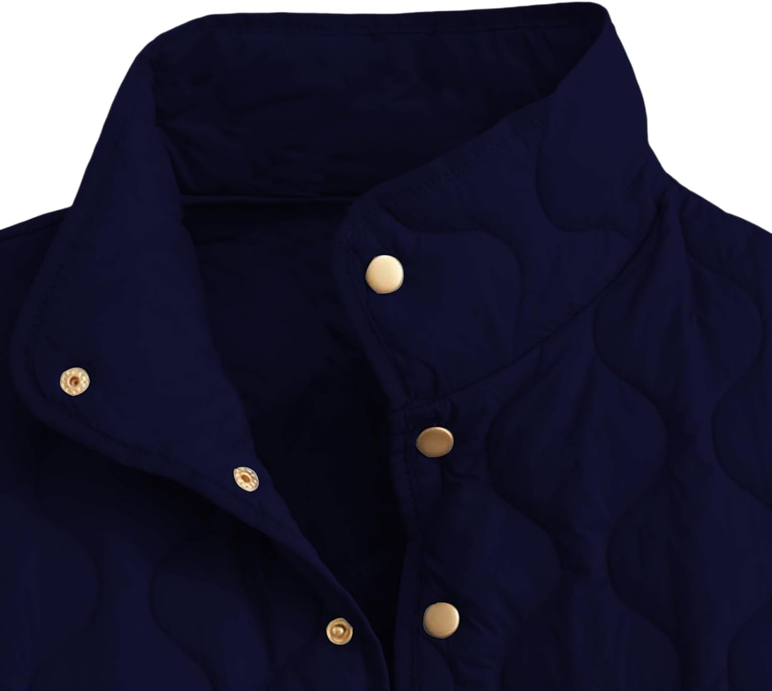 Quilted Jacket for Women Lightweight Button Down Puffer Coat Winter Warm Lapel Long Sleeve Puffy Jackets with Pocket