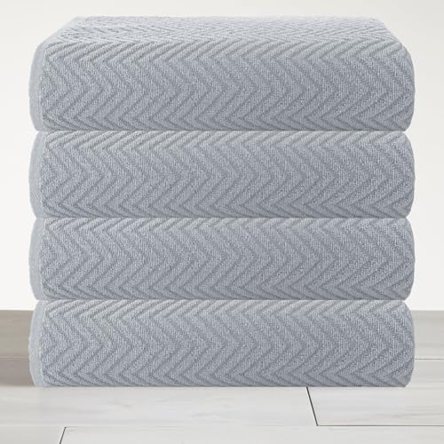 Casa Copenhagen 4-teiliges XL-Designer-Handtuch-Geschenkset mit Wellenstruktur (100% ägyptische Baumwolle) – Grau-Violett, 70 x 140 cm… – Ansicht 2
