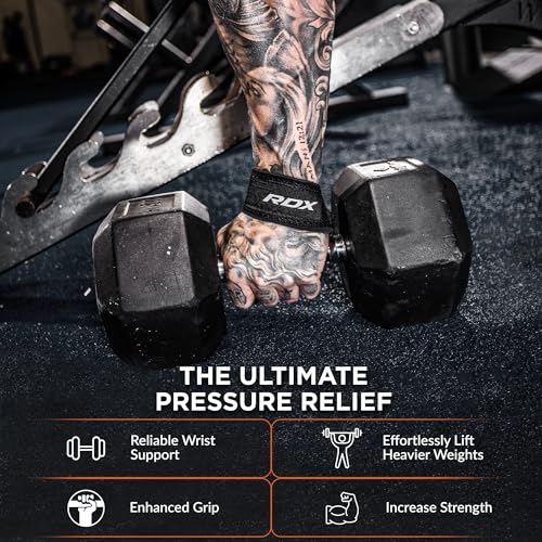 RDX Lifting Straps for Weightlifting –100% Cotton Heavy Duty Gym Wrist Strap with 5MM Neoprene Padding, 60CM Anti-Slip Hand Grip Wraps for Deadlifts Powerlifting Workouts Strength Training, Men Women by RDX - Used condition - Image 5