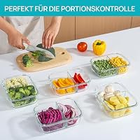 Vtopmart 5Pack 975ml Meal Prep Boxen, Glasbehälter mit Deckel, Frischhaltedosen Glas mit Deckel für Mikrowelle, Ofen, Gefrierschrank und SpüLmaschine – Ansicht 4