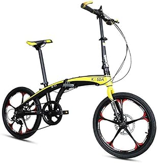 L.HPT 20 Inch Folding Bicycle Shifting - Men's And Women's Bicycles - Adult Children's Students Aluminum Ultralight Portable Folding Bicycle,Yellow (Color : Red)