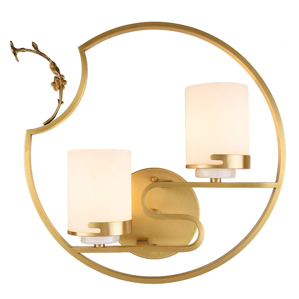 Lampade parete Lampada da parete a doppia testa a led nuovo cinese fisso lampada da parete in ottone a parete fissa cinese cinese creativo sfondo muro lampada da parete decorativa Applique Parete
