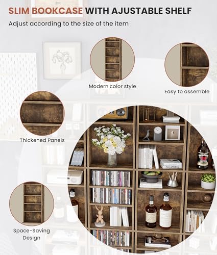 VPSMAT DVD Rack Tower, 9-Tier CD Cabinet with Adjustable Shelves Media Storage Shelves for CD Holder, Books, Games - Thumbnail 7