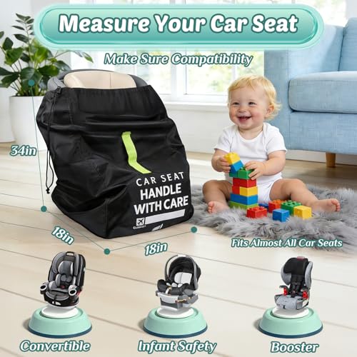 Image of Guiseapue Car Seat Travel Bag for Airplane: Car Seat Bags for Air Travel Fit All Car Seats, Infant Carriers & Booster Seats, Carseat Cover Fit Doona Graco Evenflo, Airplane Travel Essentials Flying