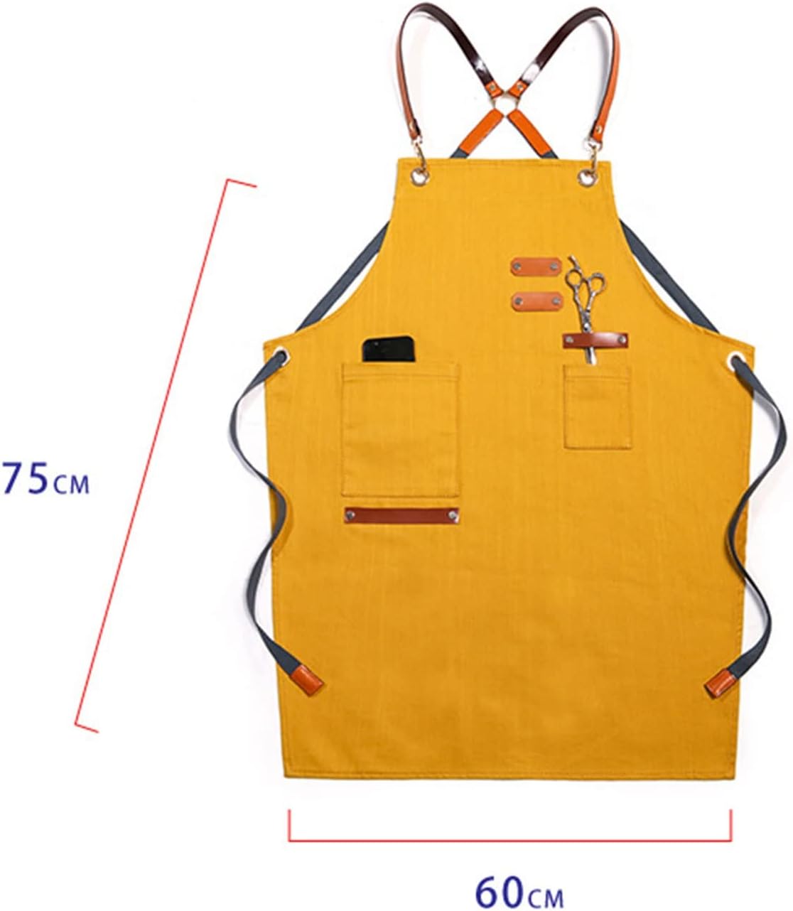 tool apron,Work Apron With Pockets, Work Apron Canvas Apron Workshop Tool Apron with Adjustable Straps for Barber,Kitchen,Gardener,Cafeshop (Color : Blue, Size : X-Large) (Color : Yellow, Size : X-Lar