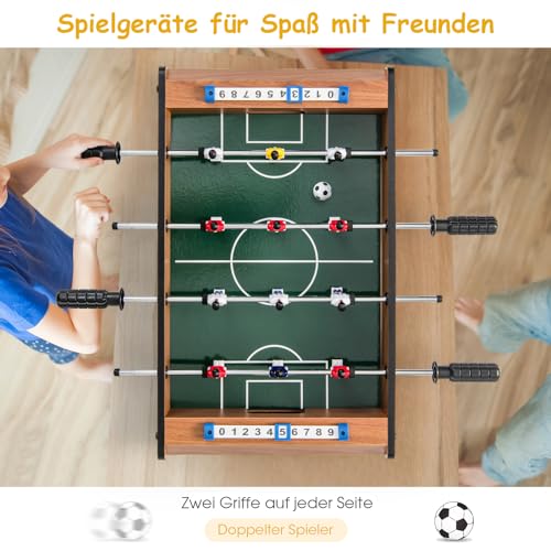 COSTWAY Mini Tischkicker, Tischfußball für 2 Spieler mit robustem Griff, 2 Fußbällen & Anzeigetafel, Kickertisch Fußballtisch aus Holz für Erwachsene und Kinder, 51 x 30,5 x 9cm – Bild 6