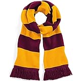 Beechfield Varsity Unisex Winter Scarf (Double Layer Knit) (One Size) (Burgundy/Gold)