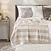DII Rustic Farmhouse Cotton Cabana Striped Blanket Throw with Fringe, 50 x 60 - Cabana Striped Stone