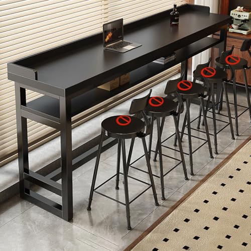LINLIUA Bar Table, 39.4-86.6in Long Narrow High Top Tables, Sturdy Wood & Metal Frame Counter Height Pub Table with Multiple Designs for Kitchen Cafes Small Space