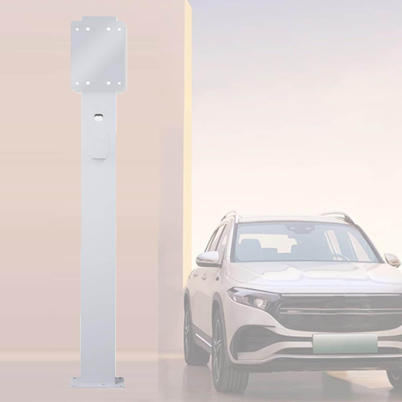 Zewnętrzna ładowarka do pojazdów elektrycznych – stacja ładująca do pojazdów elektrycznych z drążkiem nośnym, konstrukcja montowana na ścianie, trwały biały panel tylny, idealna do użytku domowego i