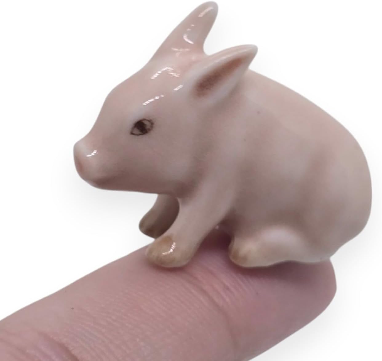 WitnyStore Tiny 1¼" Pink Sitting Pointed Ear Baby Pig Figurine - Miniature Hand Made Ceramic Pigs Swine Hog Piglet Livestock Farm Animals Cute Porcelain Decorative Collectible Figurines Décor Gifts image 3