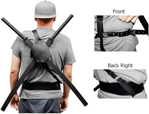 Miniatura 2 de KinStore Soporte de espadas medievales de rana de cuerosoporte de espadas samurai para dos espadas en la parte posterior