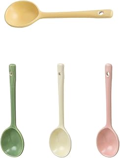 Cuchara de sopa de cerámica de color sólido, cuchara de arroz de mango largo para el hogar, color rosa