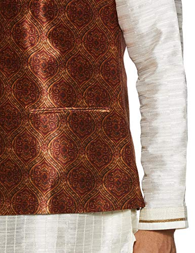 Image of ethnix Rust Polyester Blend Regular Fit Bundi