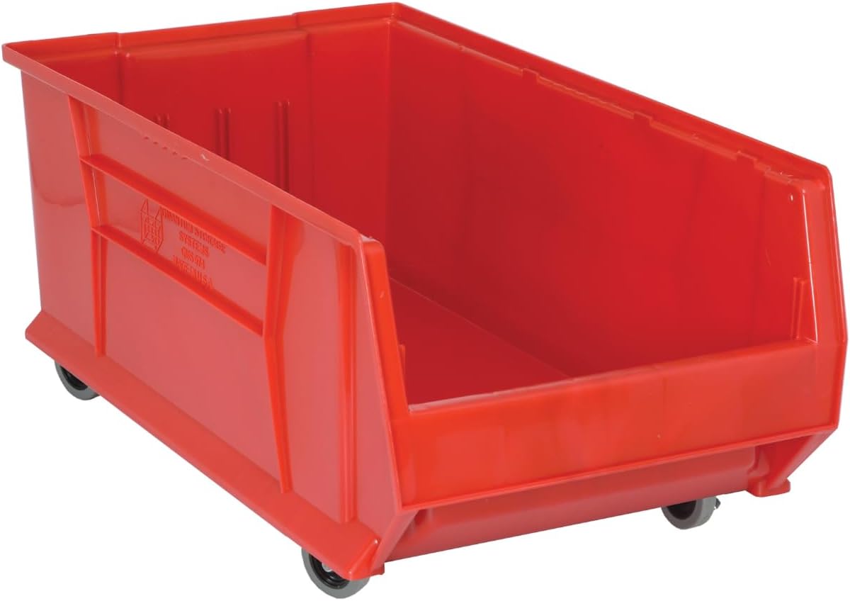 QUANTUM STORAGE SYSTEMS QUS984MOBRD Hulk Mobile Heavy Duty Part Organizer Red Bins 30" L x 17" W x 14" H