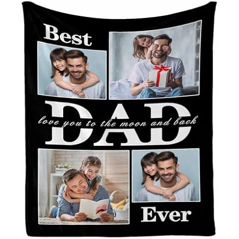 MyPhotoPrint Custom Father's Day Blanket Blanket with Picture & Text Father Day Blanket Personalized for dad Father Flannel Throw Blankets for Dad Men Grandpa Cover