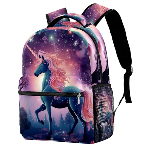 Sac à dos d'école licorne et ciel étoilé multicolore pour adolescente