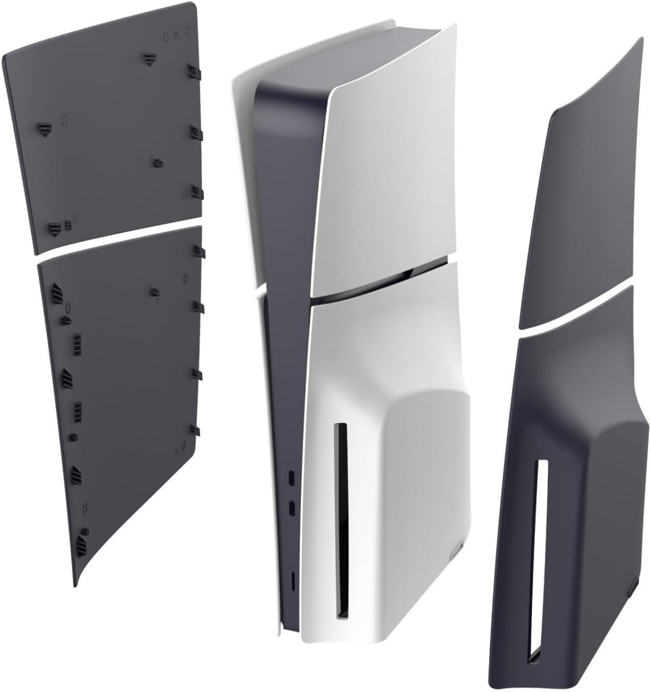 Slim Face Plates for PS5 Slim Disc Edition, Replacement Shell Cover Panel Accessories Compatible with PlayStation 5 Console Faceplate Skin (Black)