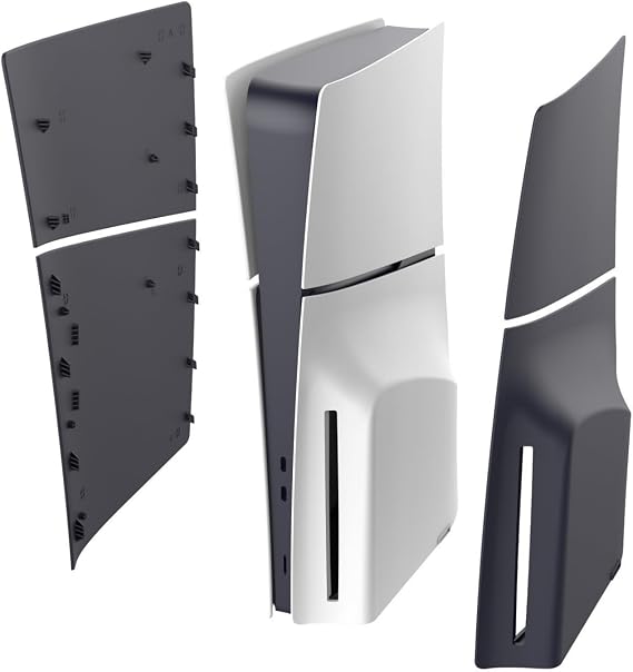 Slim Face Plates for PS5 Slim Disc Edition, Replacement Shell Cover Panel Accessories Compatible with PlayStation 5 Console Faceplate Skin (Black)