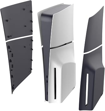 Slim Face Plates for PS5 Slim Disc Edition, Replacement Shell Cover Panel Accessories Compatible with PlayStation 5 Console Faceplate Skin (Black)