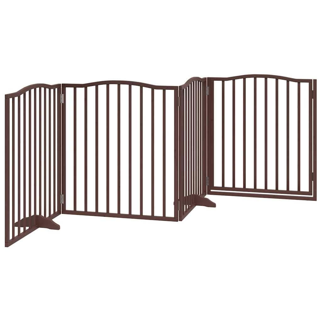 Homgoday Puerta para Perros Plegable 4 Paneles álamo marrón Roble 320 cm Barrera para Perros, Puerta de Seguridad para Puertas y escaleras