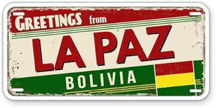 Squiddy Greetings from La Paz Bolivia Vinyl Sticker | Travel Souvenir Decal for Phone, Laptop, Water Bottle | 4 inch Wide
