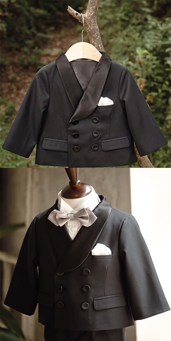 Ulnomio Boys' Double Breasted Buttons Suit Blazer Shawl Lapel Jacket for Dinner Christmas