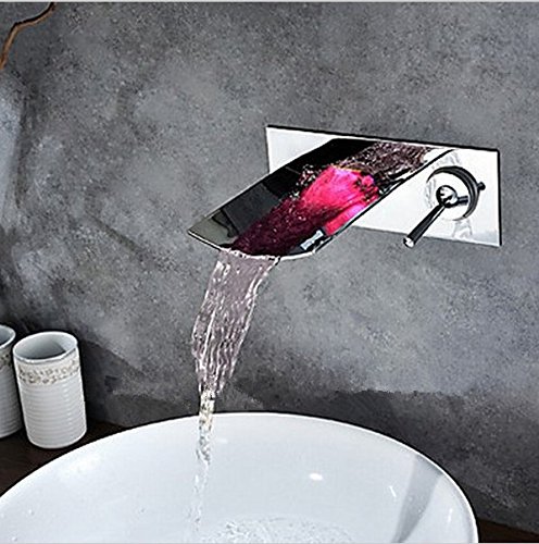 Robinet mitigeur de baignoire douche LED mural Gowe chrome - 2