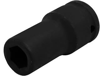 Aexit 3/4-inch Square Hand Operated Tools Drive CR-MO 78mm Length 17mm 6 Point Hex Impact Socket Black Model:33as196qo476