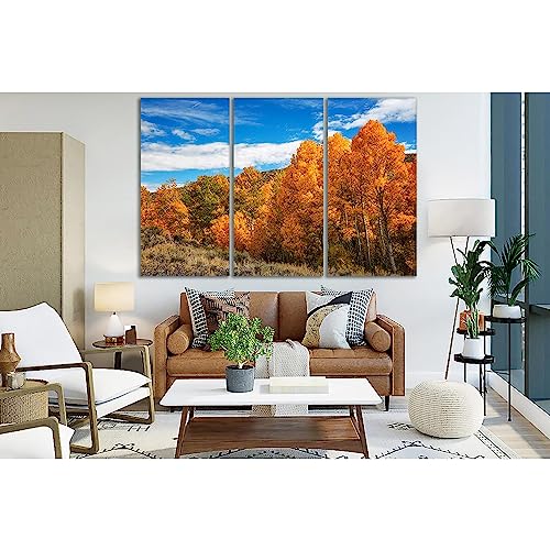 Cuadro de bosque de otoño California ZELLART en 3 paneles triptico de 140x90 cm