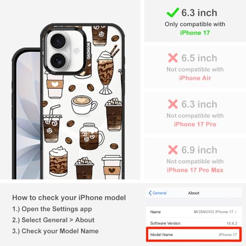 Coque café iPhone 17 MagSafe look transparent noir tendance